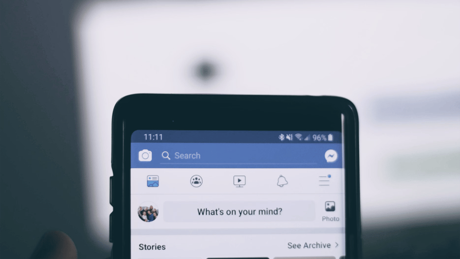  Smartphone showing search screen, where you can look for copyrighted music on Facebook